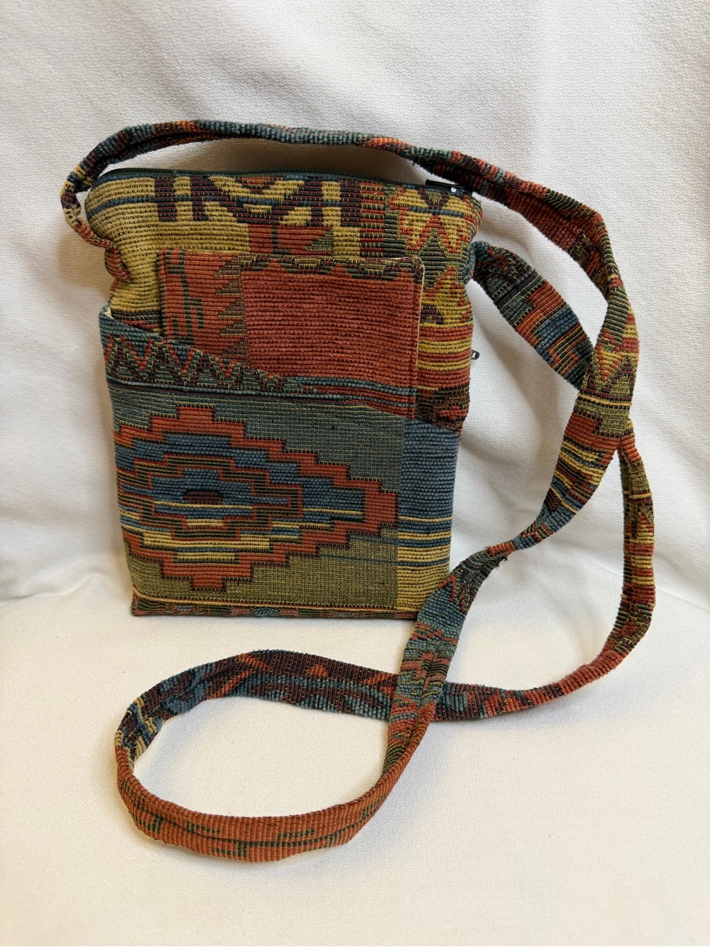 Lindsay's Handbags Woven Tapestry Crossbody Bag Southwestern Boho Purse EUC